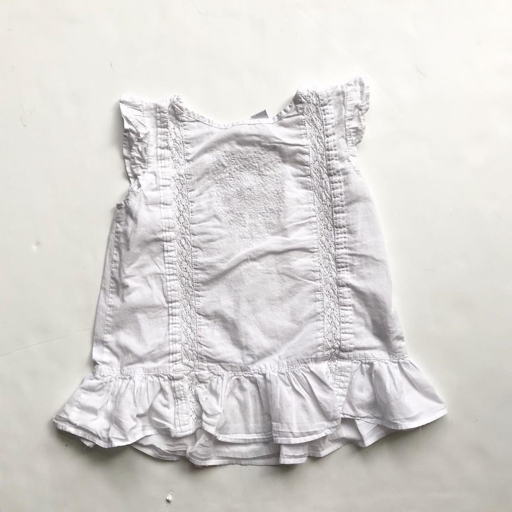 Zara white crochet detail peplum top EUC 9-10Y